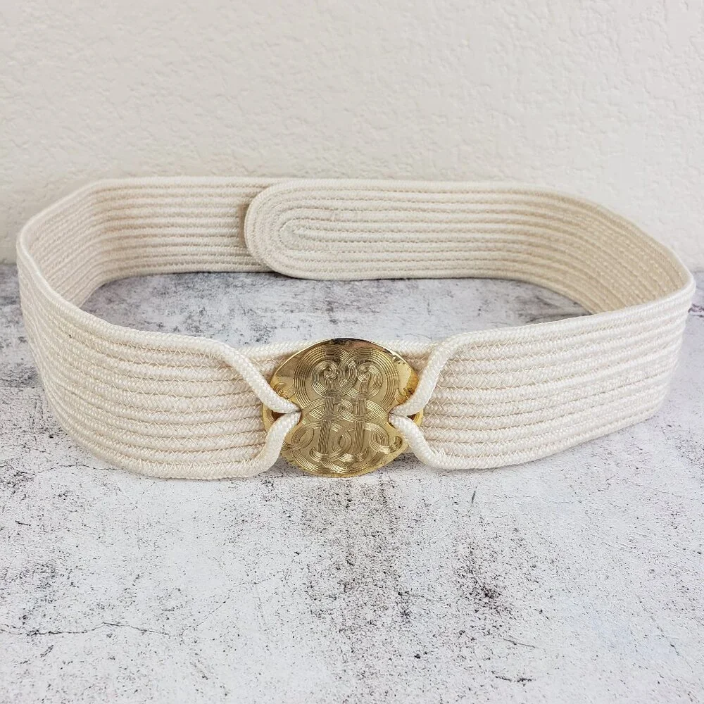 Vintage Wide Belt Woven Rope Art Deco Bohemian Adjustable Length
